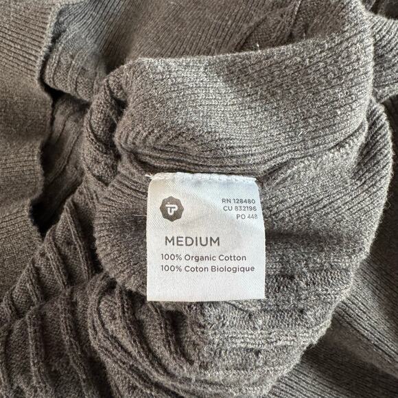 PACT Sweater Medium Cable Knit Crew Neck  Organic Cotton Tunic Side Slits - Picture 11 of 13